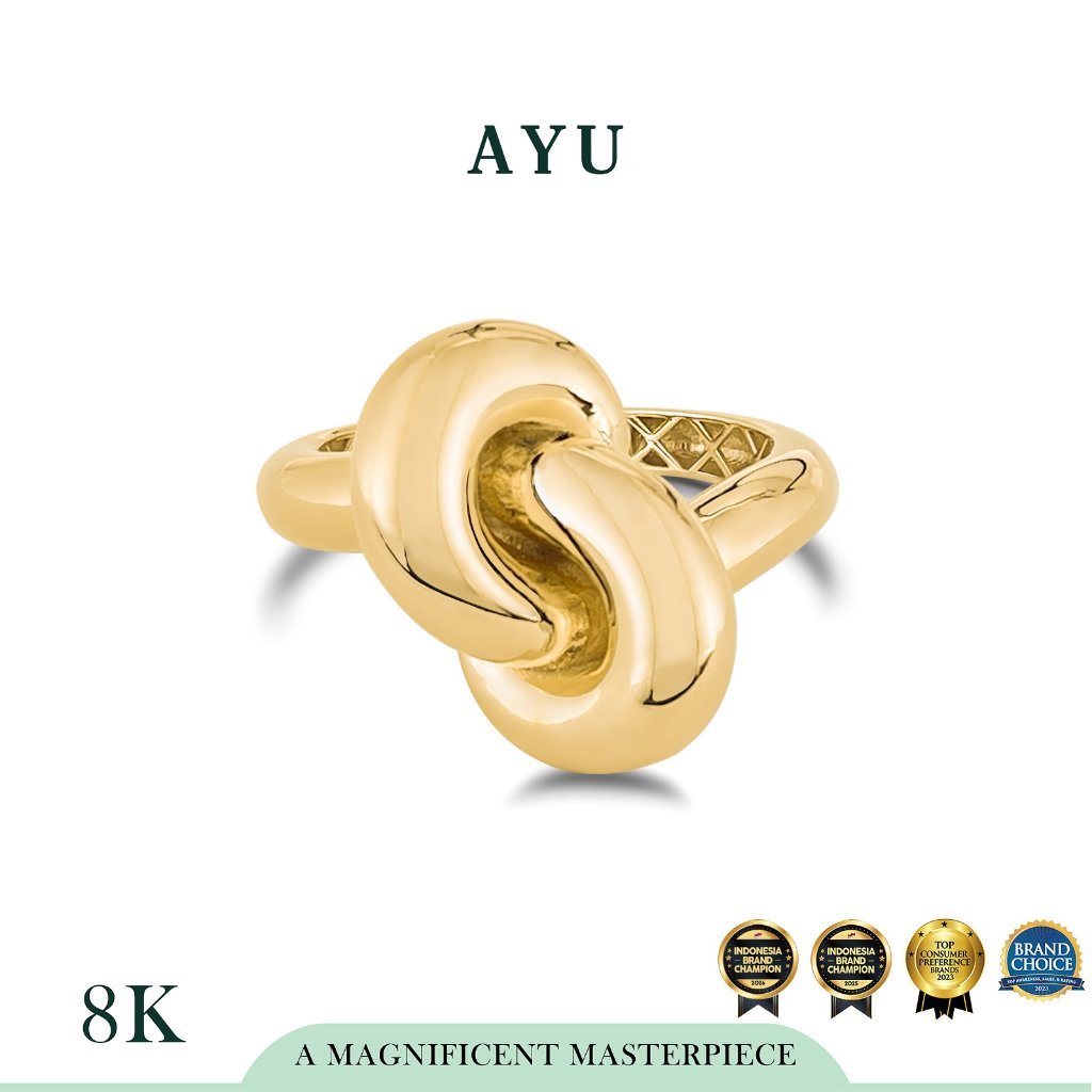 AYU Cincin Emas - Large Forget Me Knot Ring 8k Yellow Gold