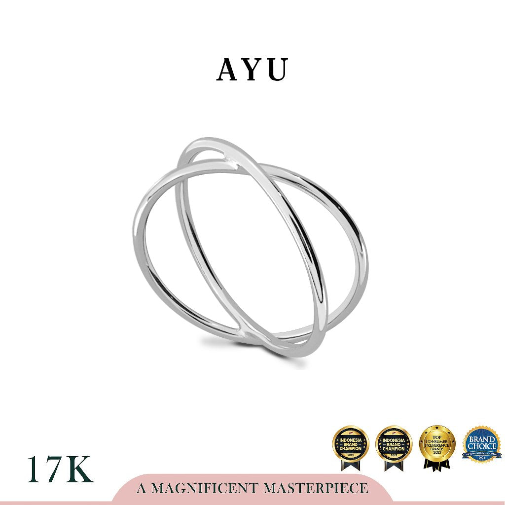 AYU Cincin Emas - X Thin Ring 17K White Gold