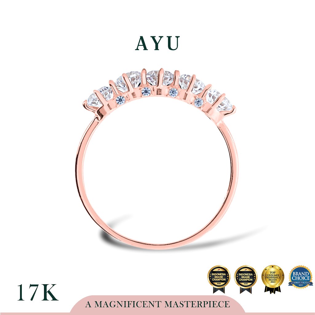 AYU Cincin Emas - 5 Claw Stones With Thin Ring 17k Rose Gold
