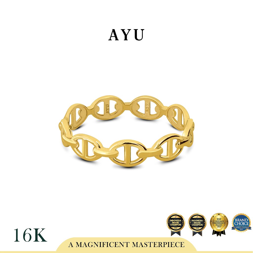 AYU Cincin Emas - Oval Link Stack 16k Yellow Gold