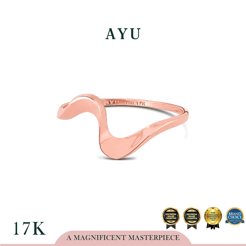 AYU Cincin Emas - Swaying Slow Wave Ring 17k Rose Gold