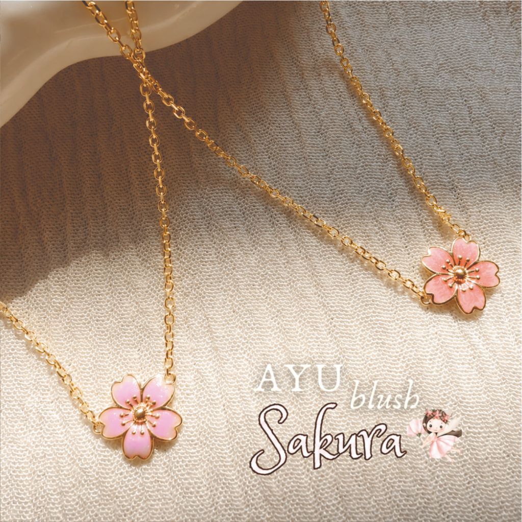 AYU Kalung Emas - Blush Sakura Chain Necklace 17k White Gold