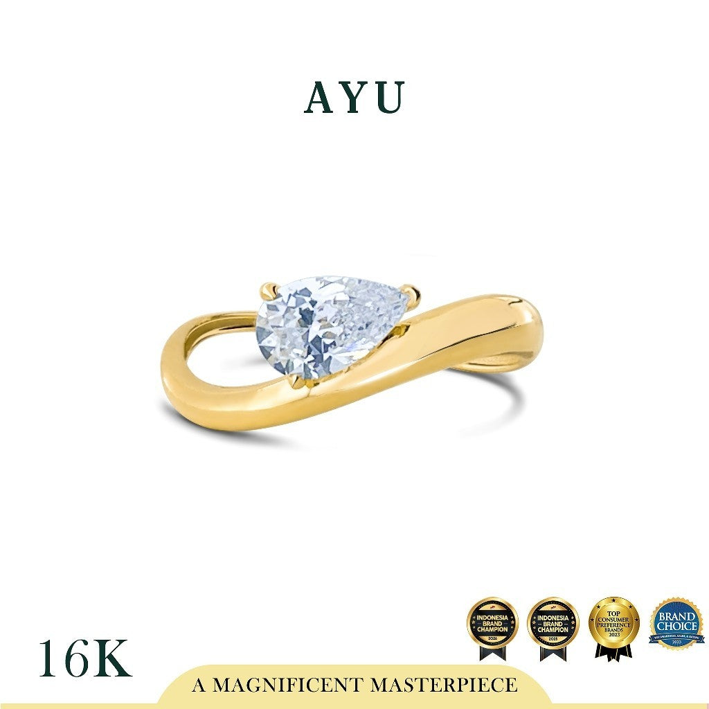AYU Cincin Emas - Floating Teardrop Ring 16k Yellow Gold