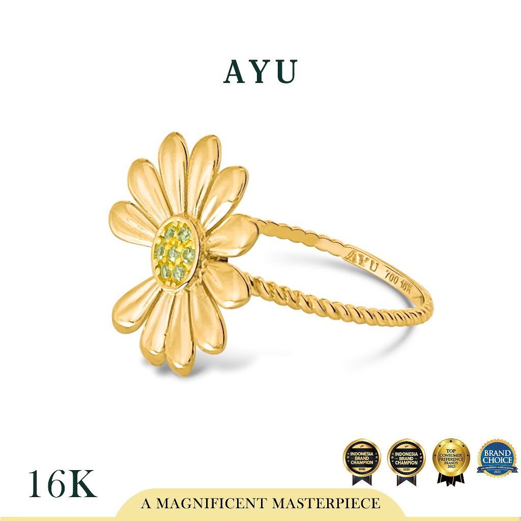 AYU Cincin Emas - Golden G Daisy Twist Ring 16k Yellow Gold