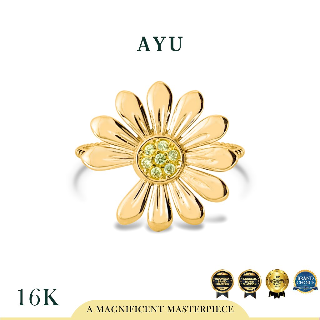 AYU Cincin Emas - Golden G Daisy Twist Ring 16k Yellow Gold