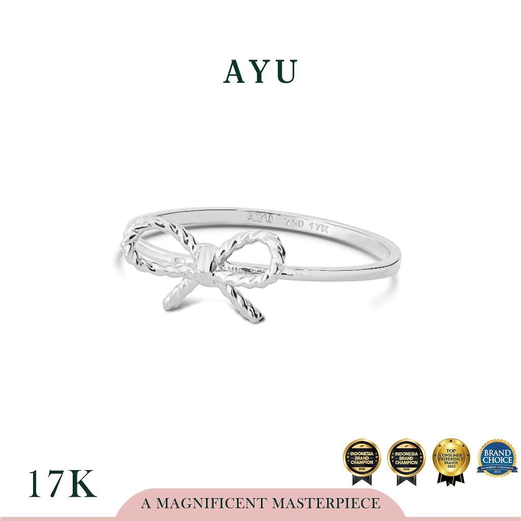 AYU Cincin Emas - Twist Ribbon Ring 17K White Gold