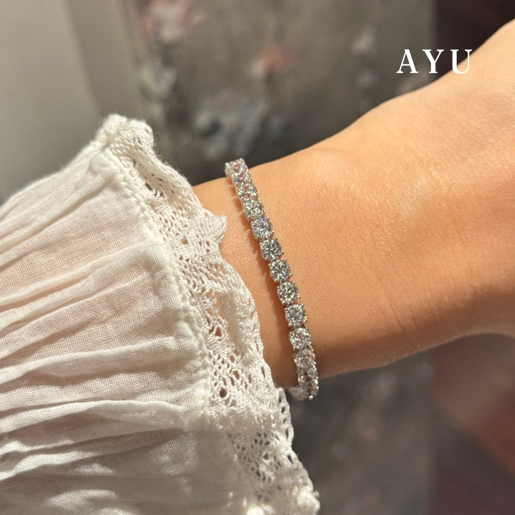 AYU Gelang Emas - Glam Classic Eternity Bracelet 17k White Gold