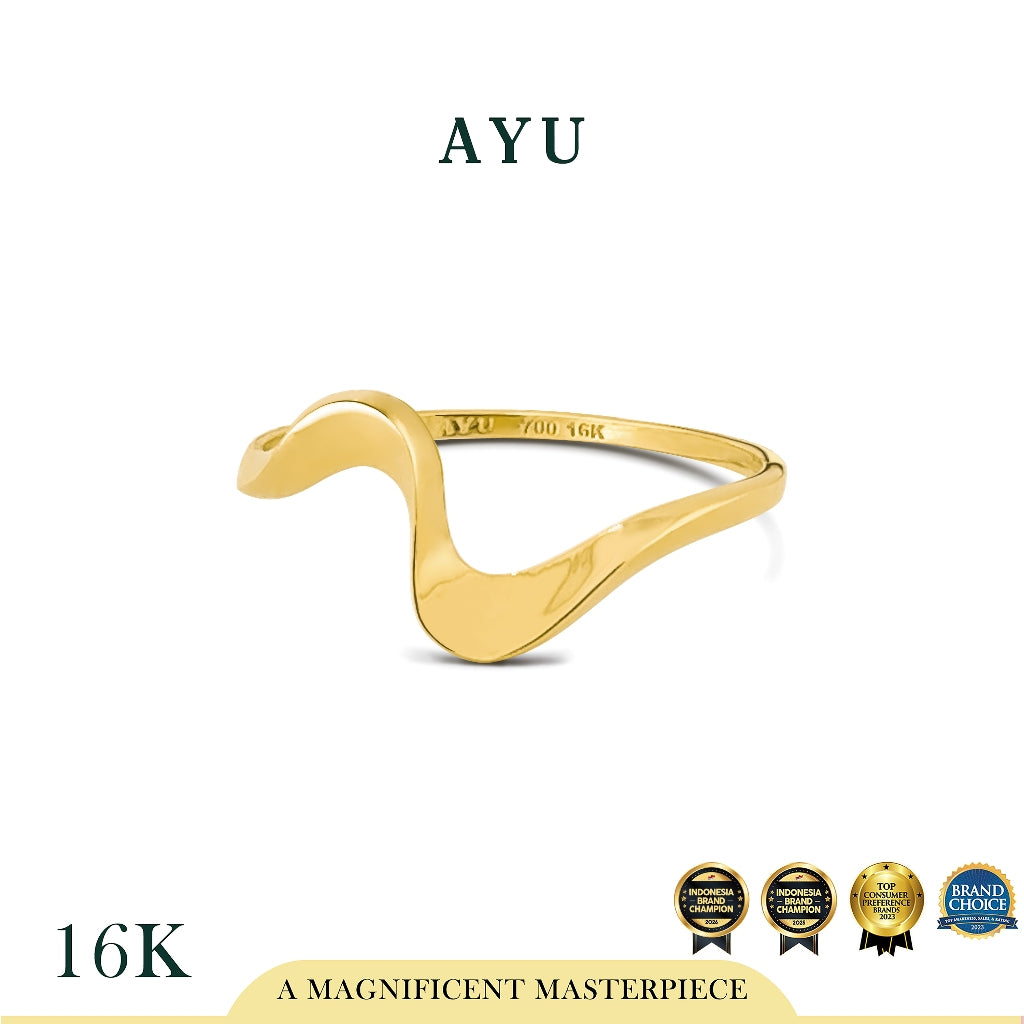 AYU Cincin Emas - Swaying Slow Wave Ring 16k Yellow Gold
