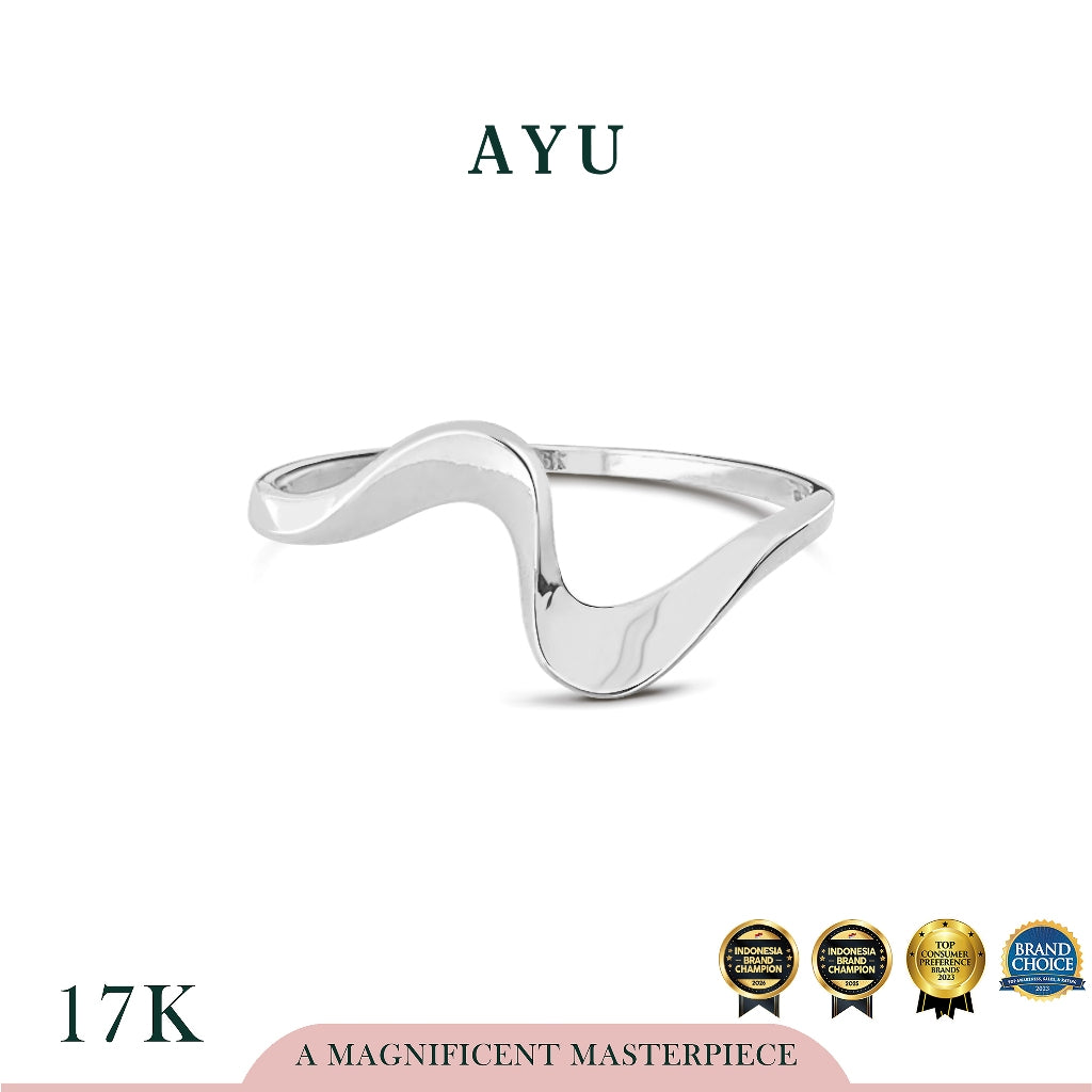 AYU Cincin Emas - Swaying Slow Wave Ring 17k White Gold
