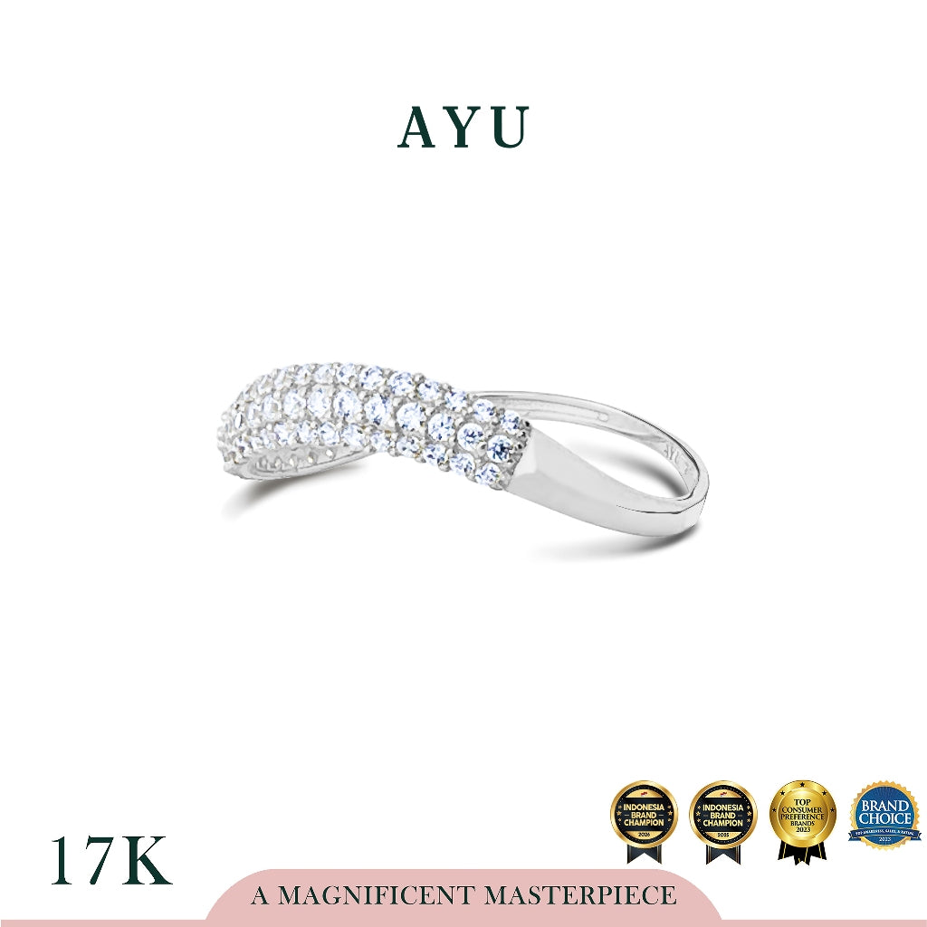 AYU Cincin Emas - Pave Floating Ring 17k White Gold