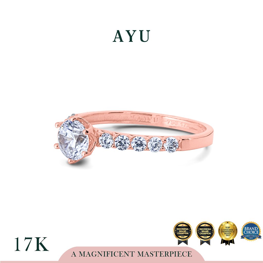 AYU Cincin Emas - Baby Gigi 6 Prong Solitaire Ring 17k Rose Gold
