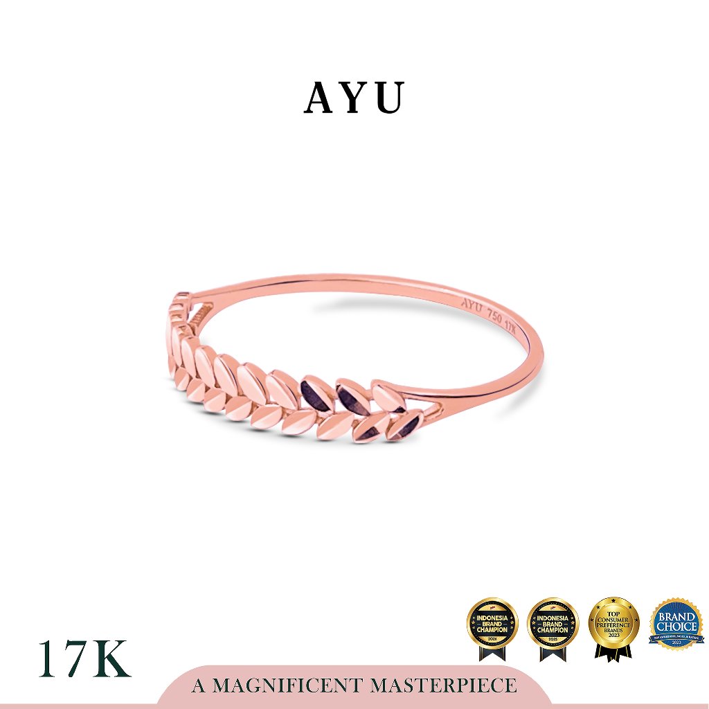 AYU Cincin Emas - Angel Vine Half Band Ring 17k Rose Gold