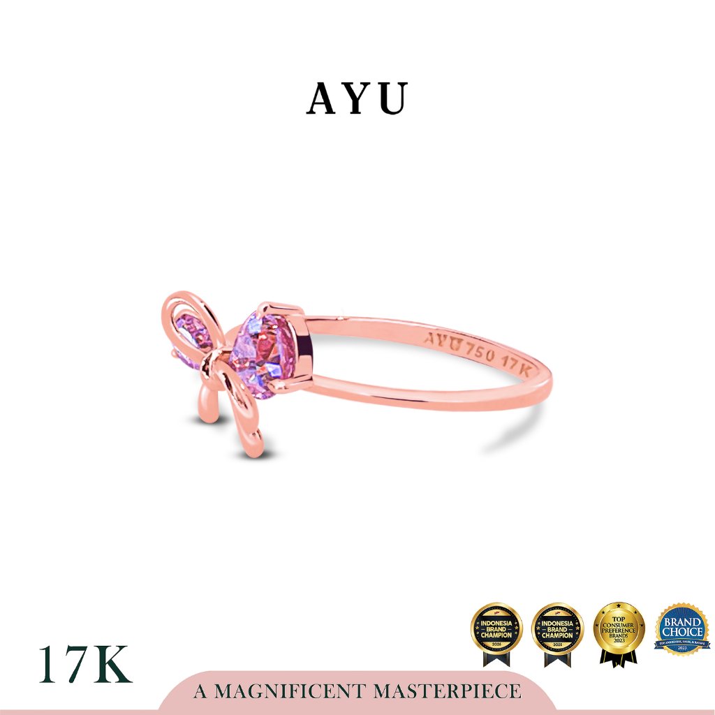 AYU Cincin Emas - Magical Fairy Ribbon Ring 17k Rose Gold