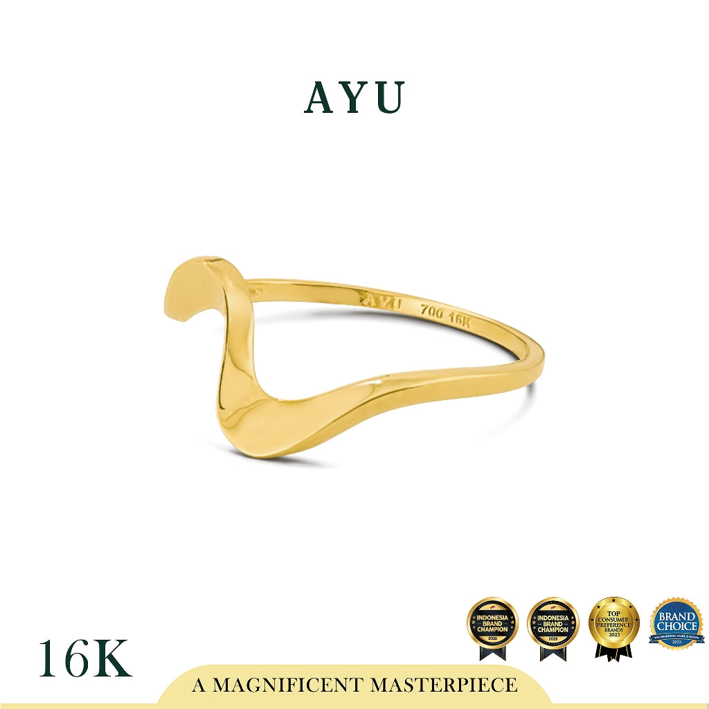 AYU Cincin Emas - Swaying Slow Wave Ring 16k Yellow Gold