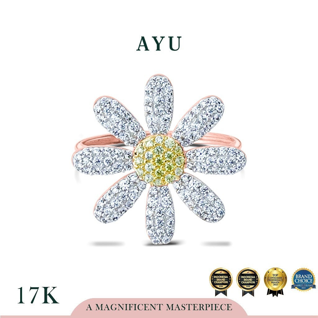 AYU Cincin Emas - Blooming G Daisy Ring 17k Rose Gold