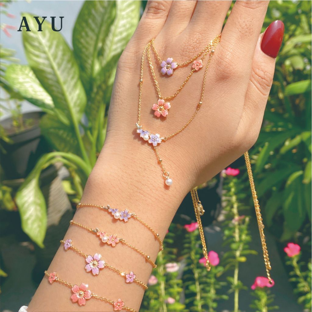 AYU Kalung Emas - Blush Sakura Chain Necklace 17k White Gold