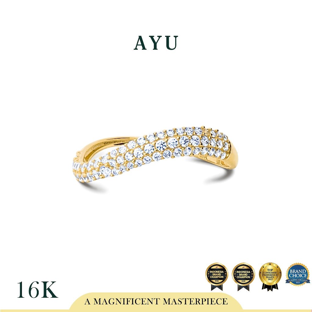 AYU Cincin Emas - Pave Floating Ring 16k Yellow Gold