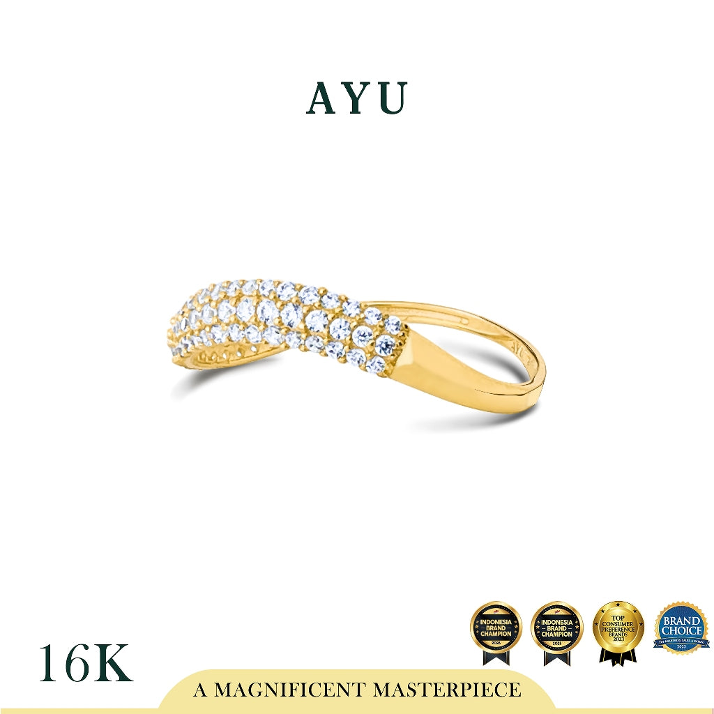 AYU Cincin Emas - Pave Floating Ring 16k Yellow Gold