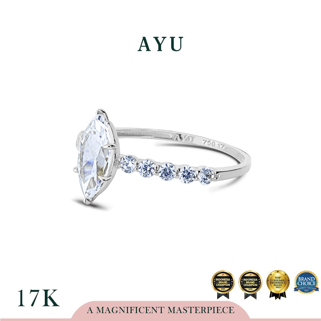 AYU Cincin Emas - The Ayu Mini Selly Ring 17k White Gold