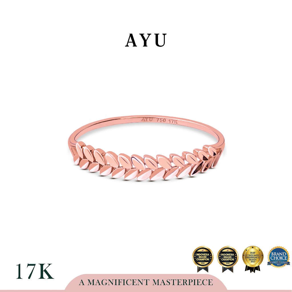 AYU Cincin Emas - Angel Vine Half Band Ring 17k Rose Gold