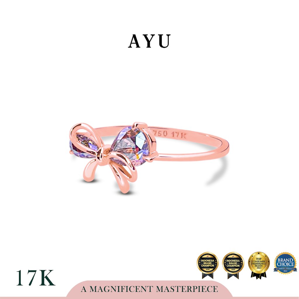 AYU Cincin Emas - Magical Fairy Ribbon Ring 17k Rose Gold