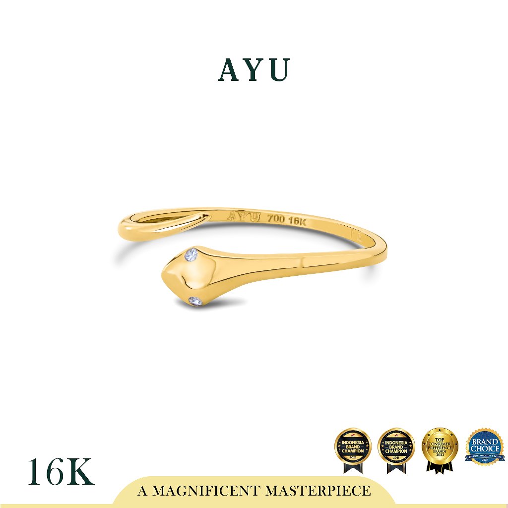 AYU Cincin Emas - Gold Sleek Serpent Ring 16k Yellow Gold