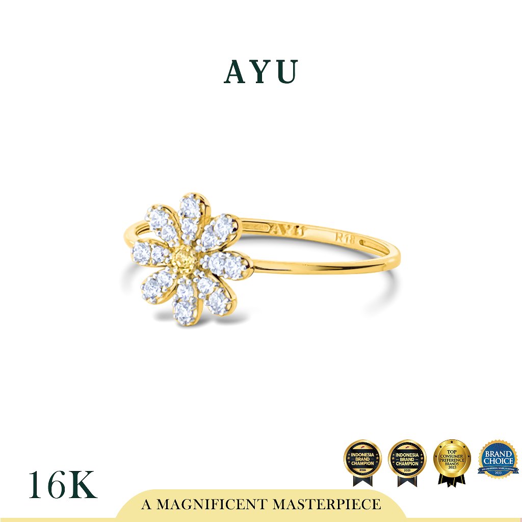 AYU Cincin Emas - Small G Daisy Ring 16k Yellow Gold