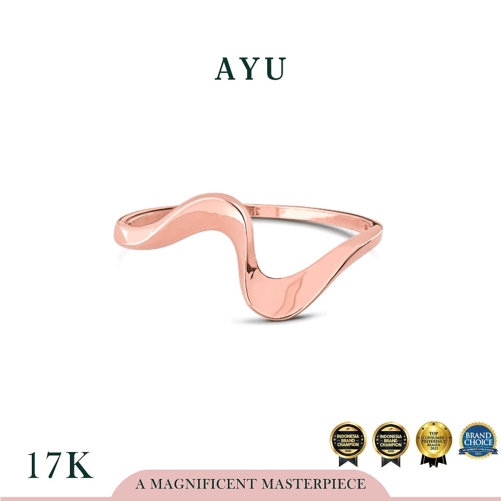 AYU Cincin Emas - Swaying Slow Wave Ring 17k Rose Gold