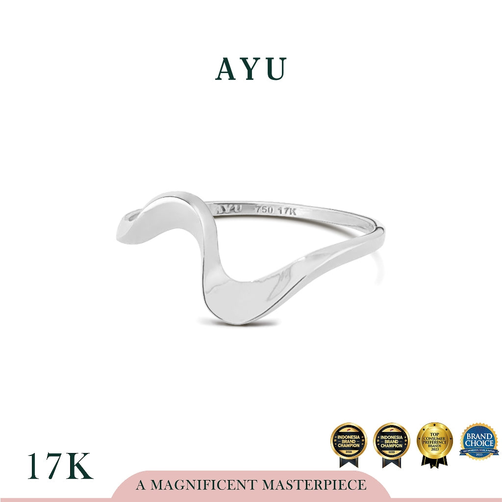 AYU Cincin Emas - Swaying Slow Wave Ring 17k White Gold