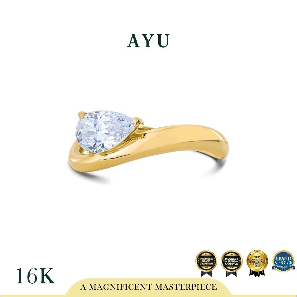 AYU Cincin Emas - Floating Teardrop Ring 16k Yellow Gold