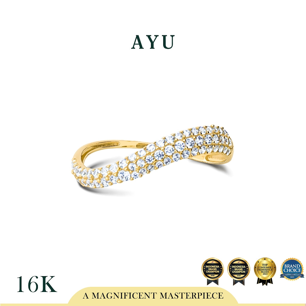AYU Cincin Emas - Pave Floating Ring 16k Yellow Gold