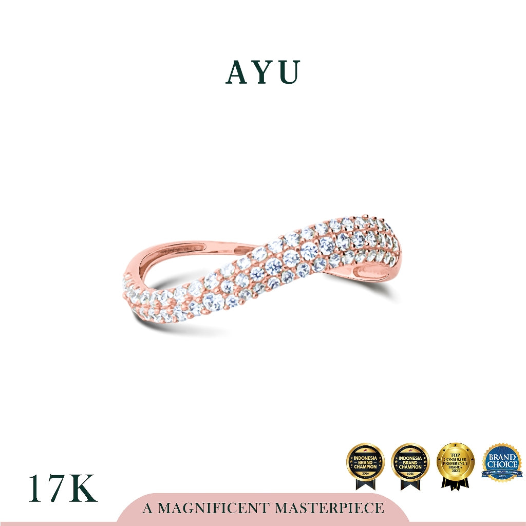 AYU Cincin Emas - Pave Floating Ring 17k Rose Gold