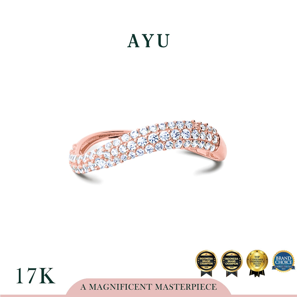 AYU Cincin Emas - Pave Floating Ring 17k Rose Gold