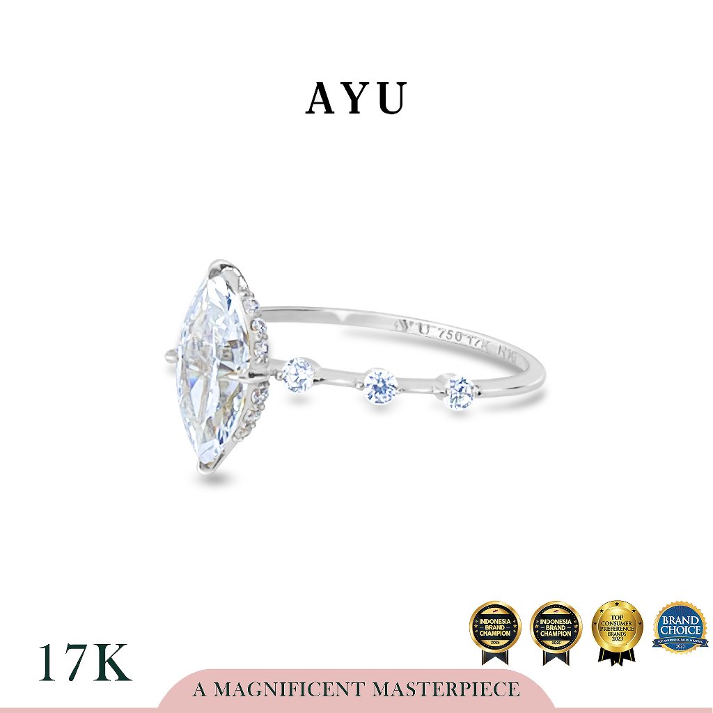 The AYU Mini Selly Spaced Ring 17k White Gold