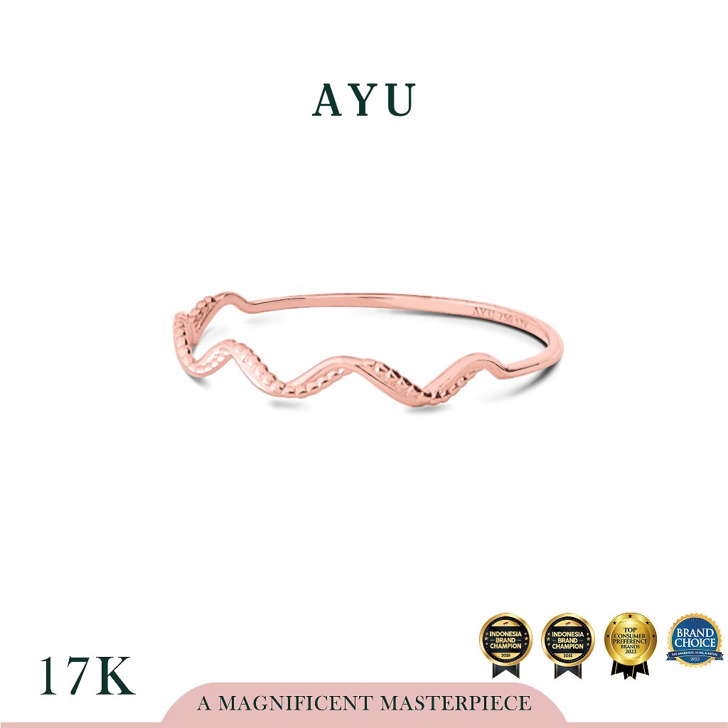 AYU Cincin Emas - Gold Wave Filligri Ring 17k Rose Gold