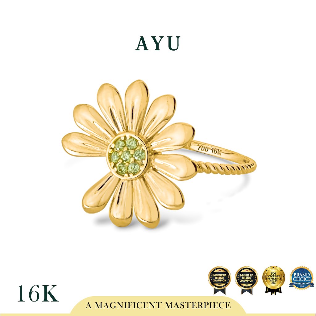 AYU Cincin Emas - Golden G Daisy Twist Ring 16k Yellow Gold
