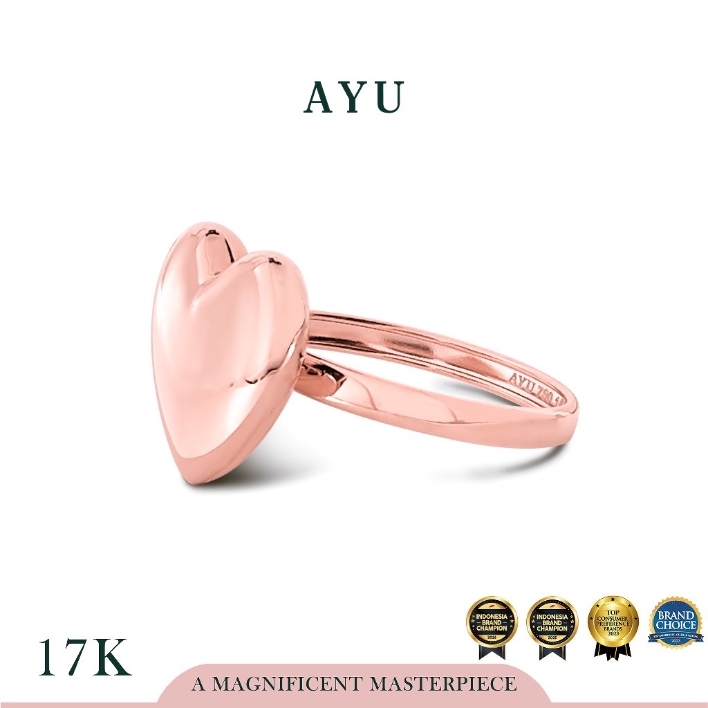 AYU Cincin Emas - Gold Chubby Heart Ring 17k Rose Gold