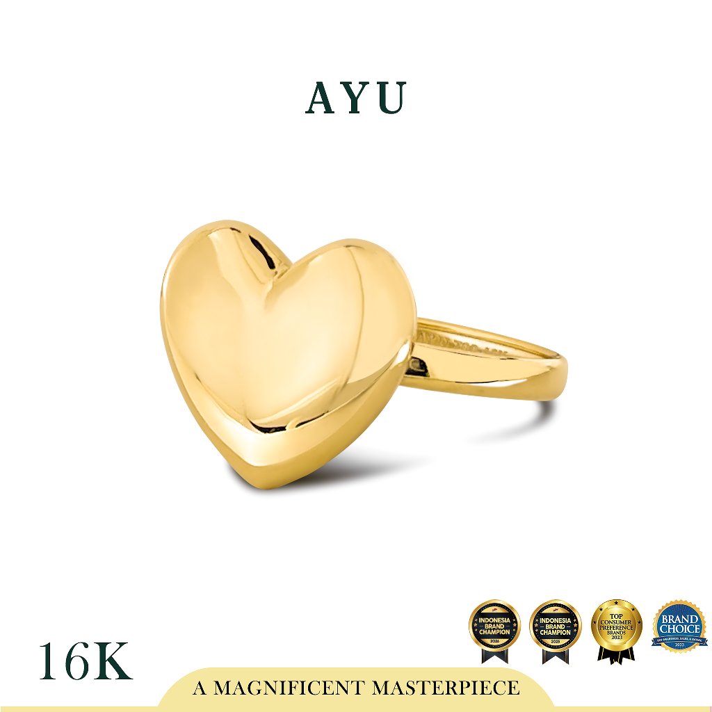 AYU Cincin Emas - Gold Chubby Heart Ring 16k Yellow Gold