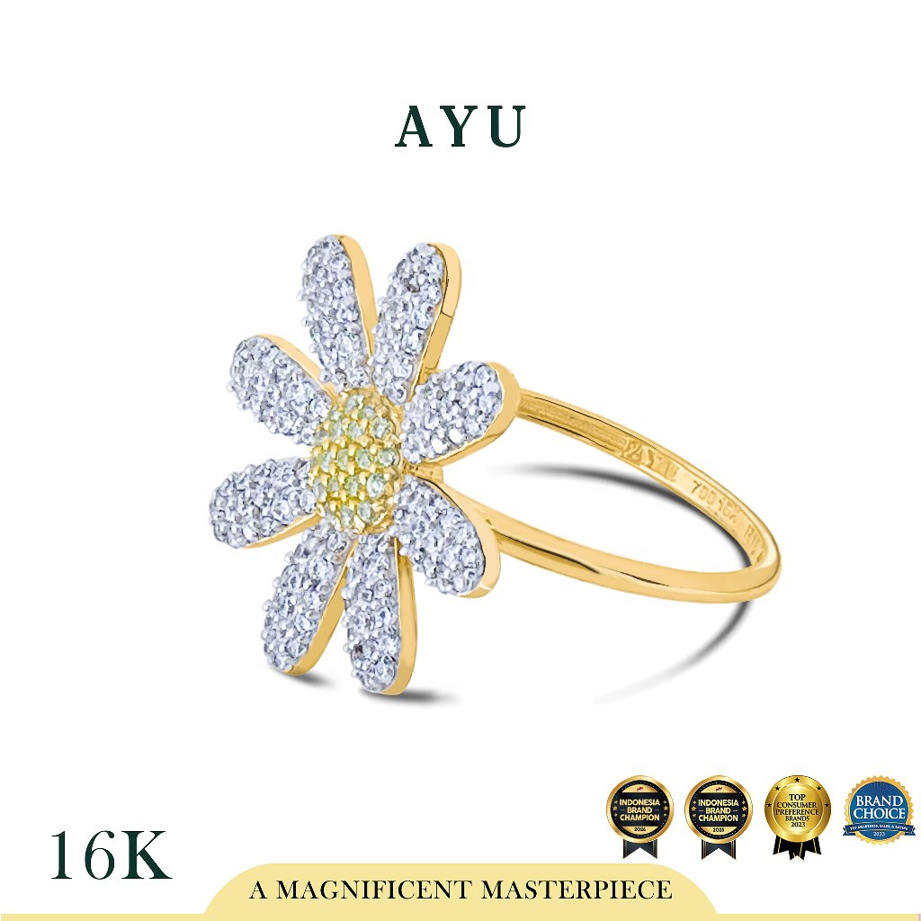 AYU Cincin Emas - Blooming G Daisy Ring 16k Yellow Gold