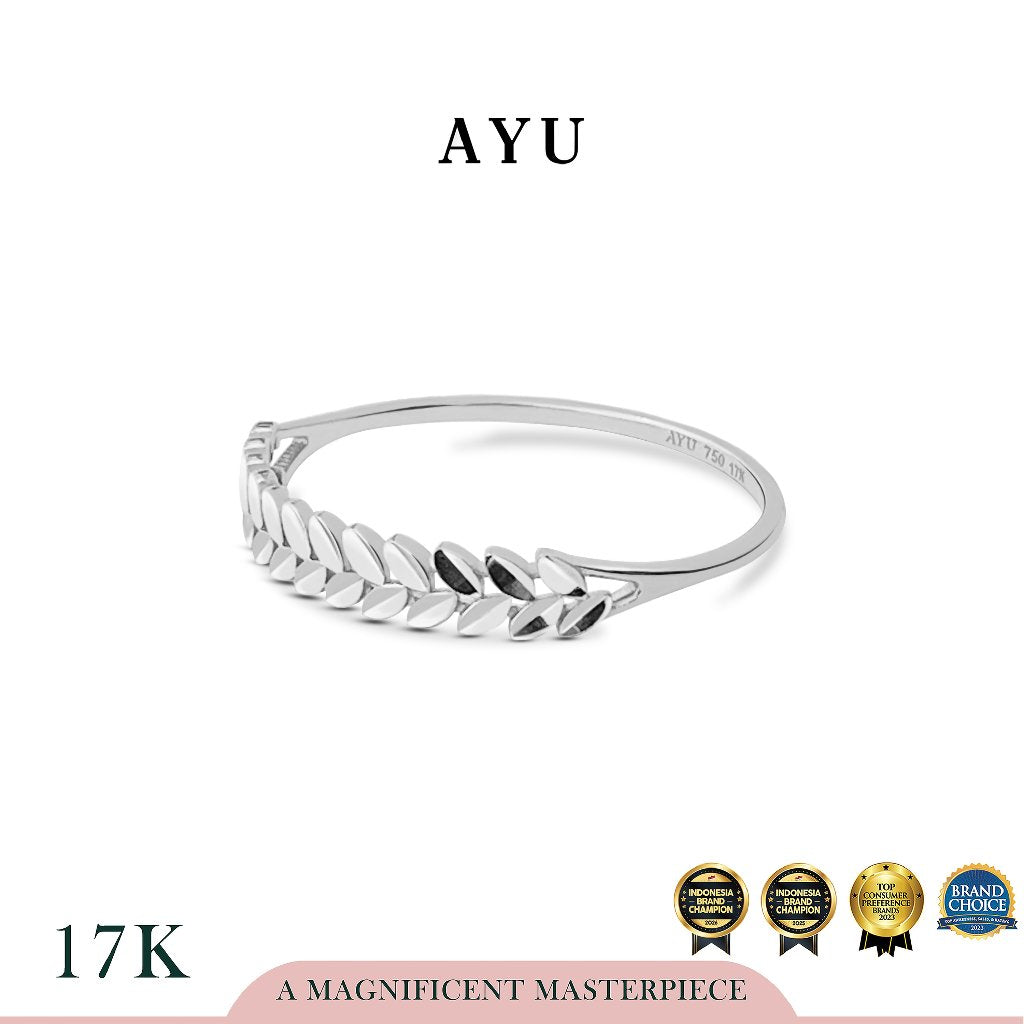 AYU Cincin Emas - Angel Vine Half Band Ring 17k White Gold