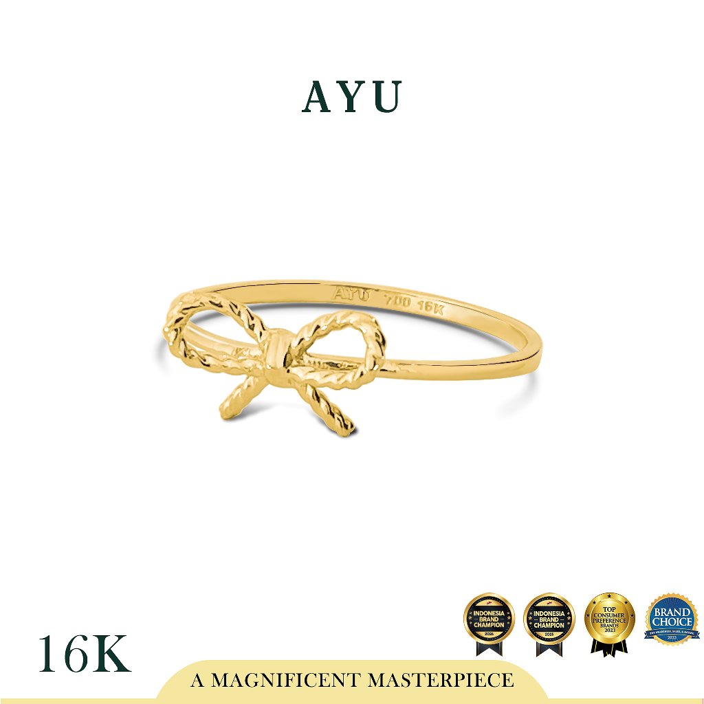 AYU Cincin Emas - Twist Ribbon Ring 16k Yellow Gold