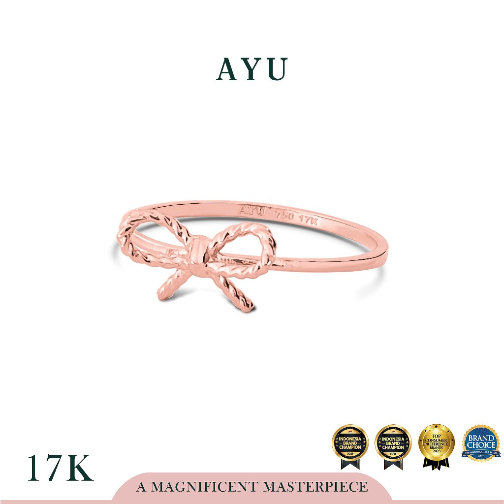 AYU Cincin Emas - Twist Ribbon Ring 17K Rose Gold