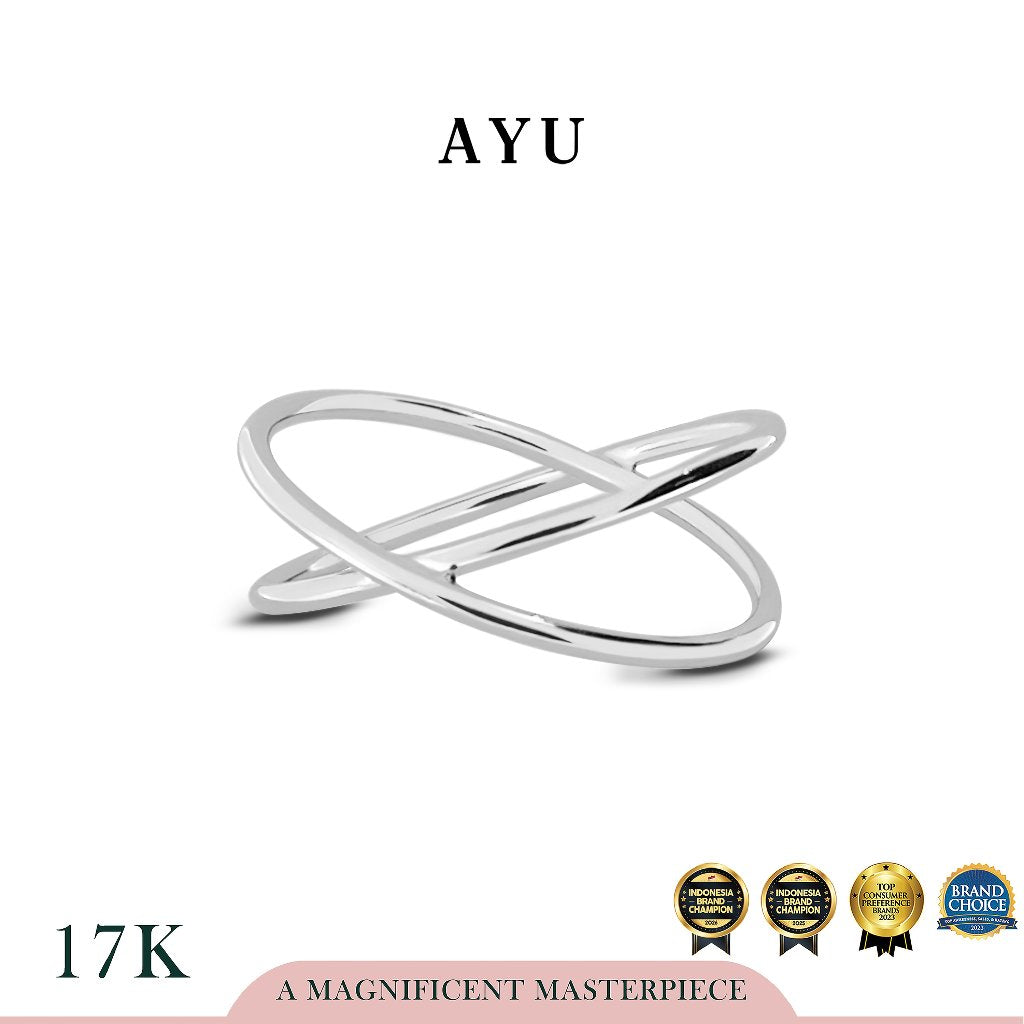 AYU Cincin Emas - X Thin Ring 17K White Gold