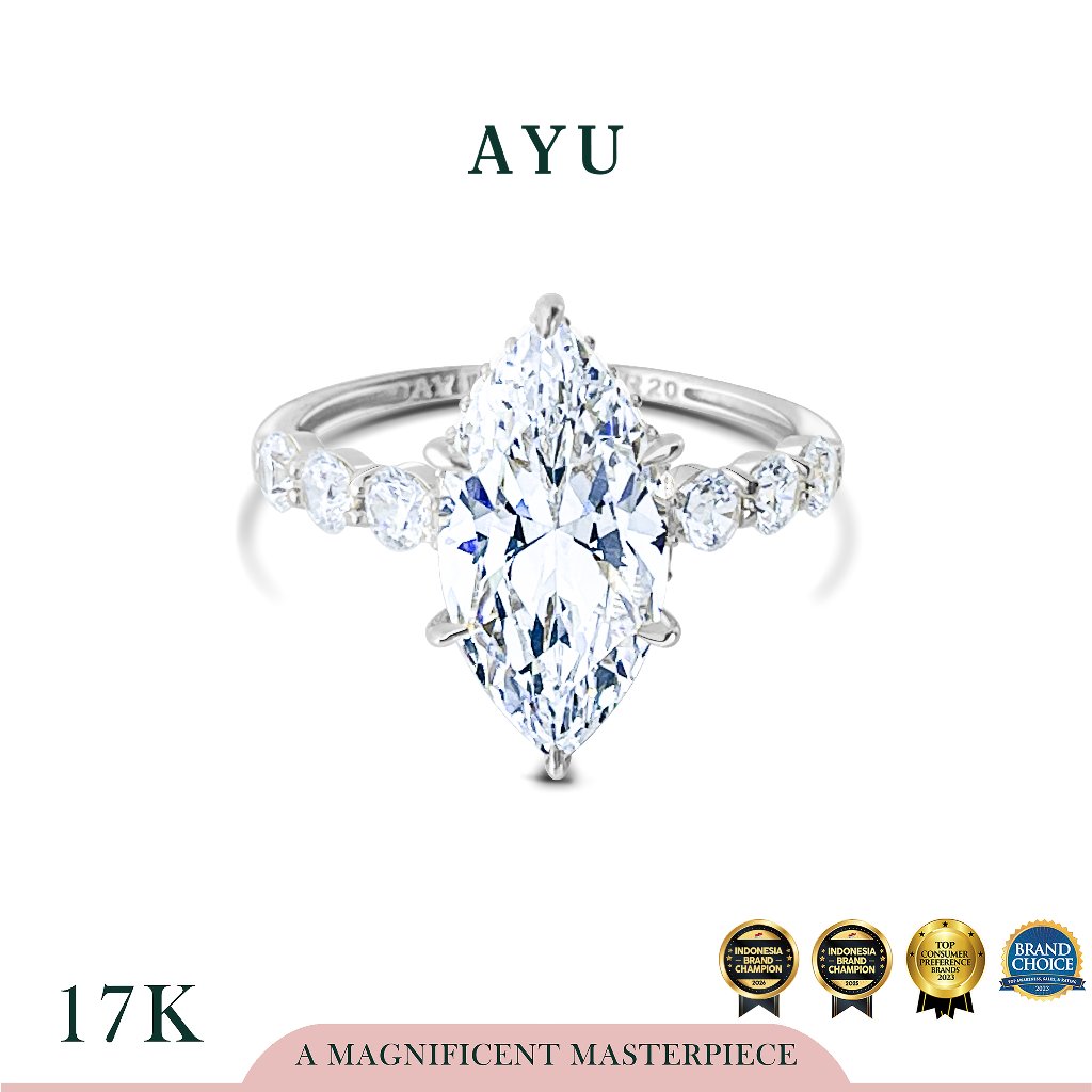 AYU Cincin Emas - The Ayu Selly Ring 17k White Gold