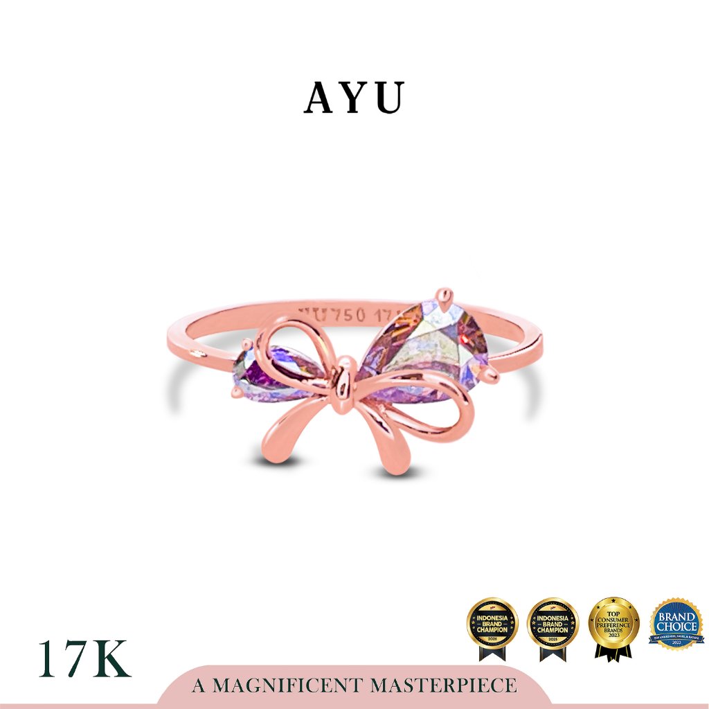 AYU Cincin Emas - Magical Fairy Ribbon Ring 17k Rose Gold