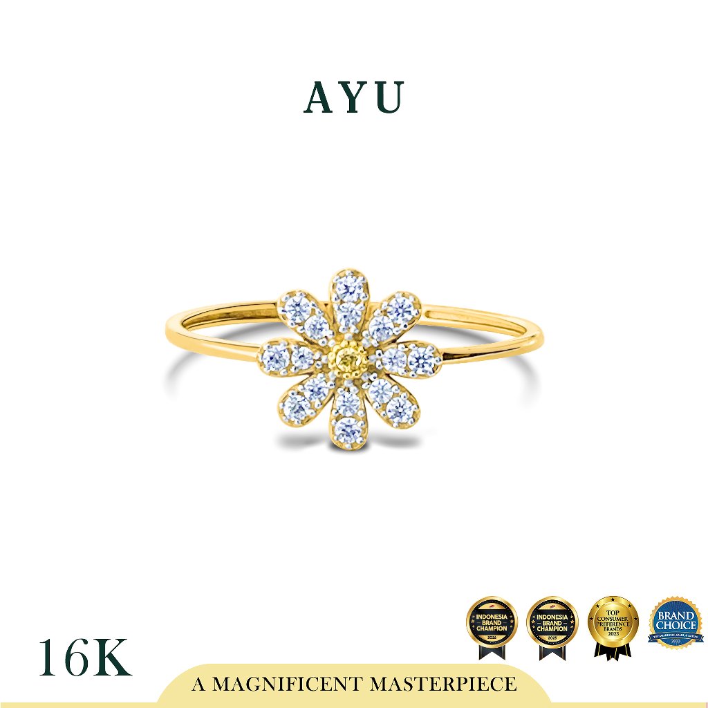 AYU Cincin Emas - Small G Daisy Ring 16k Yellow Gold