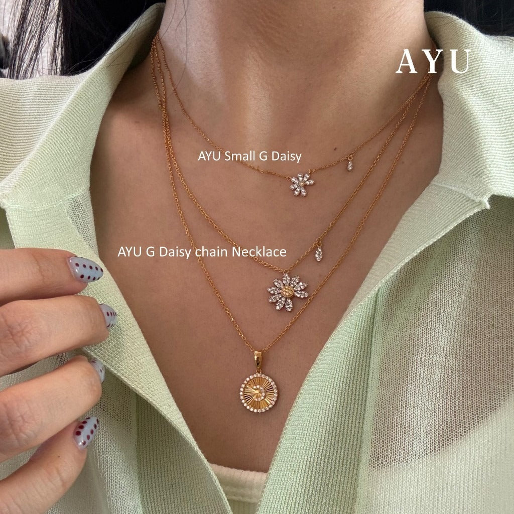 AYU Kalung Emas - G Daisy Chain Necklace 17k White Gold