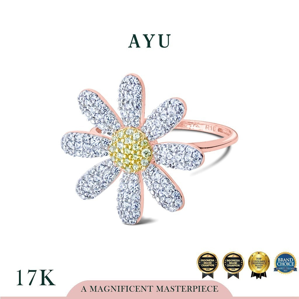 AYU Cincin Emas - Blooming G Daisy Ring 17k Rose Gold