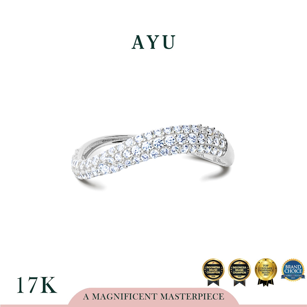 AYU Cincin Emas - Pave Floating Ring 17k White Gold
