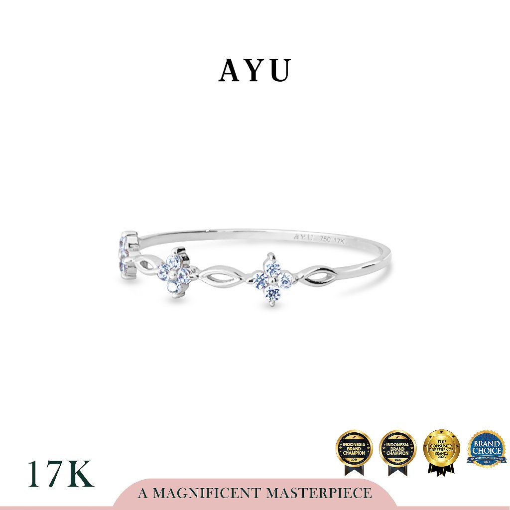AYU Cincin Emas - 3 Blossom Ring 17k White Gold